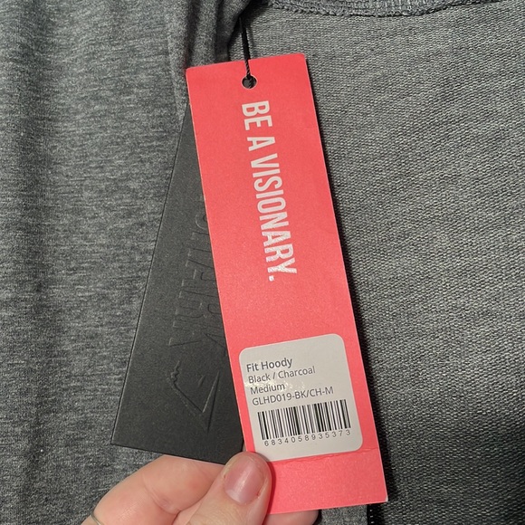 NWT Gymshark Black and Grey “Fit Hoody” Zip Up Sweater Size Medium - Picture 5 of 5